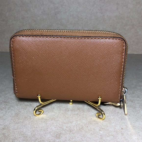 9. Michael Kors Cognac Zip Around Wristlet - Picture 2 of 14